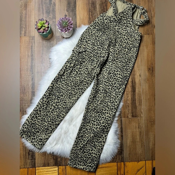 Obey Casbah Leopard Print Dungarees Overalls - Khaki Leopard - Picture 4 of 7